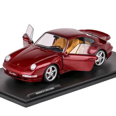 Macheta auto Porsche 911 (993) Turbo 1997 visiniu 1:18 Solido - vedere 3/4 stanga fata, usi deschise