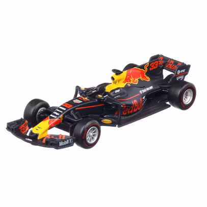 Macheta auto Red Bull RB13 F1 #33 Max Verstappen, scara 1:43, albastru cu rosu si cu galben, Bburago