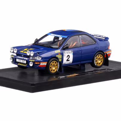 Macheta auto Subaru Impreza 555 Nr. 2 Raliu Noua Zeelanda scara 1:18 albastru Sun Star