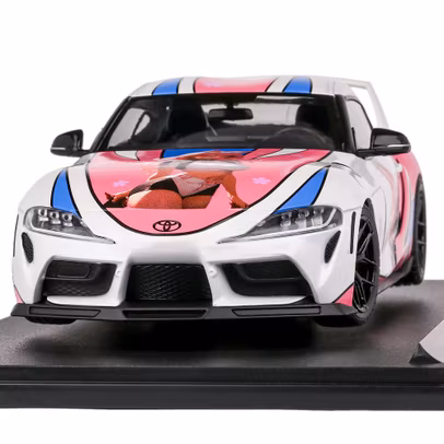 Macheta auto Toyota Supra GR Streetfighter Itasha 1:18 Alb Solido - vedere frontala
