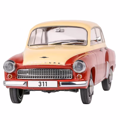 Macheta auto Wartburg 311 1959 rosu inchis bej 1:18 MCG