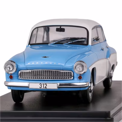 Macheta auto Wartburg 312 1965 albastru deschis alb 1:24 WhiteBox