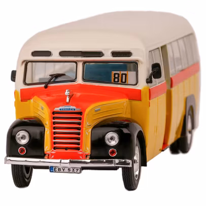 Macheta autobuz Ford Thames ET7 1952 galben cu portocaliu 1:43