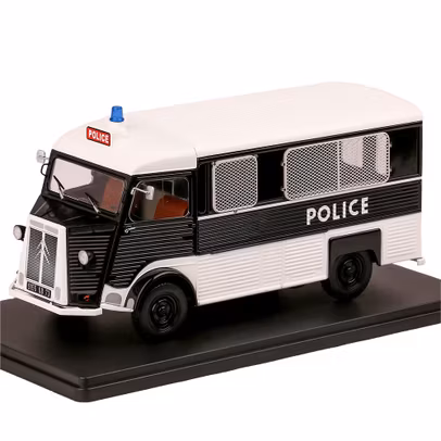 Macheta autospeciala Citroen Type-H Van Police 1960 negru cu alb 1:24