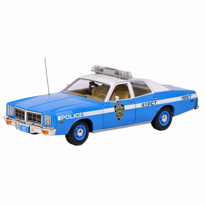 Macheta autospeciala politie Dodge Monaco NYPD 1978 bleu cu alb 1-18