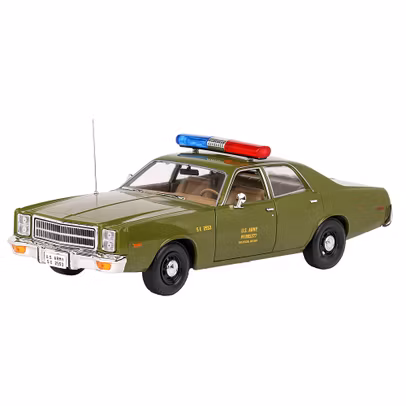 Macheta autospeciala politie militara Plymouth Fury US Army 1977 verde 1-18