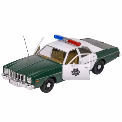 Macheta autospeciala politie Plymouth Fury Capitol City 1975 verde cu alb 1-18