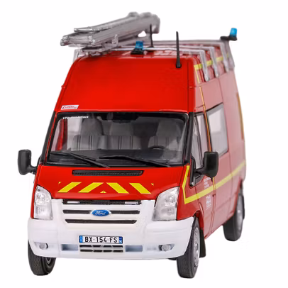Macheta autospeciala Pompieri Ford Transit Van 2000 rosu 1:43 - vedere frontala