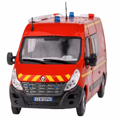 Macheta autospeciala Pompieri Renault Master Van 2014 rosu 1:43 - vedere frontala