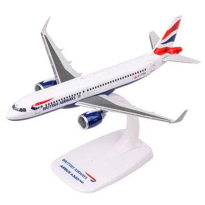 Macheta avion Airbus A320neo British Airways G-TTNA 1:200 Herpa Wings - vedere 3/4 stanga fata