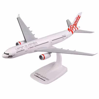 Macheta avion Airbus A330-200 Virgin Australia 1:200 PPC - model de colectie - vedere 3/4 stanga fata