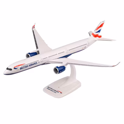 Macheta Airbus A350-1000 British Airways 1:200 Herpa - vedere 3/4 stanga fata