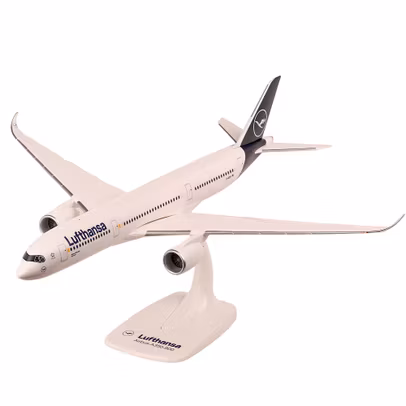 Macheta avion Lufthansa Airbus A350-900 D-AIXM - scara 1:200 PPC Models 221713 - vedere 3/4 stanga fata