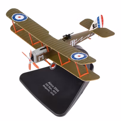 Macheta avion De Havilland DH.4 - 202 Squadron RFC 1918 - scara 1:72 Oxford Diecast AD006 - vedere 3/4 stanga fata