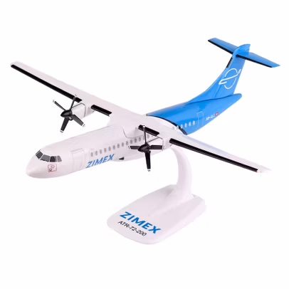 Macheta avion ATR 72-200F Zimex Aviation HB-ALL 1:100 Herpa - vedere 3/4 stanga fata
