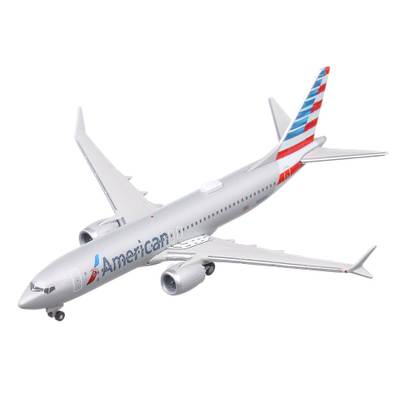 Macheta avion Boeing 737 Max 8 American Airlines, scara 1:500, alb cu albastru si rosu, Herpa