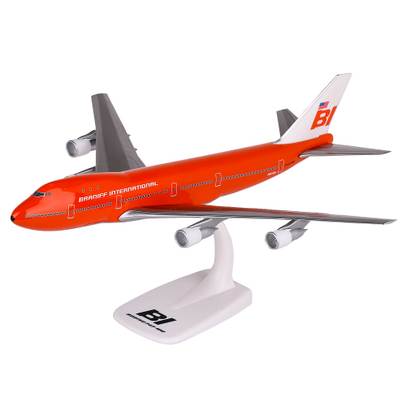 Macheta Boeing 747-100 Braniff International 1:250 Herpa - vedere 3/4 stanga fata