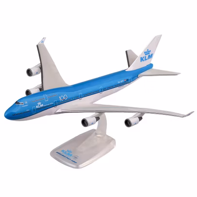 Macheta avion KLM Boeing 747-400 PH-BFT City of Tokyo - scara 1:250 PPC Models 220273 - vedere 3/4 stanga fata