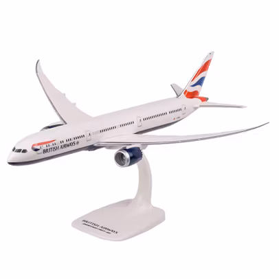 Machetă avion Boeing 787-10 Dreamliner British Airways 1:200 – PPC, G-ZBLB - vedere 3/4 stanga fata