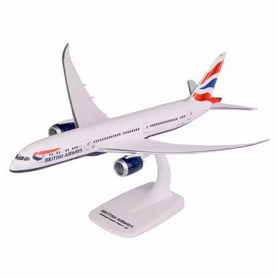Machetă avion Boeing 787-9 Dreamliner British Airways 1:200 – PPC, G-ZBKS - vedere 3/4 stanga fata