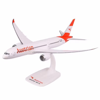 Macheta Avion Boeing 787-9 Dreamliner Austrian Airlines 1:200 PPC - vedere 3/4 stanga fata