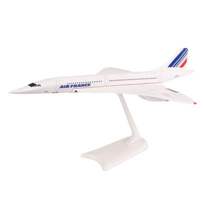 Machetă avion Concorde Air France 1:250 – PPC, F-BTSD - vedere 3/4 stanga fata pe suport
