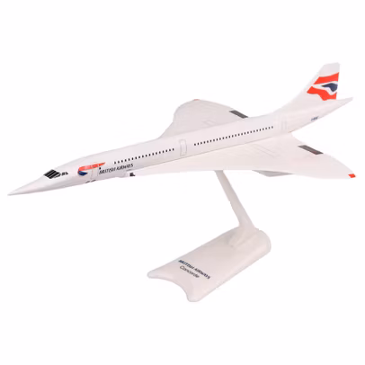 Machetă avion Concorde British Airways 1:250 – PPC, G-BOAC - vedere 3/4 stanga fata