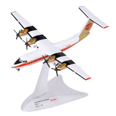 Macheta De Havilland Canada DHC-7 Continental Express 1:200 Herpa - vedere 3/4 stanga fata