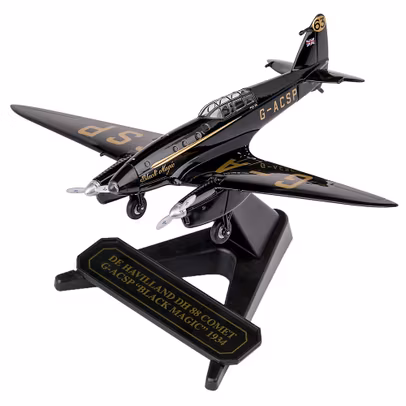 Macheta Avion De Havilland DH.88 Comet Black Magic Oxford 1:72 - vedere 3/4 stanga fata