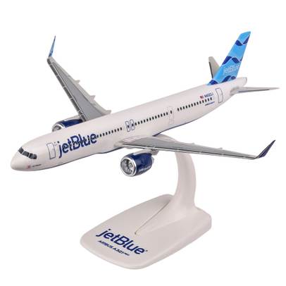 Macheta avion JetBlue Airbus A321neo N4022J alb cu albastru 1:200 PPC 224370 - vedere 3/4 stanga fata