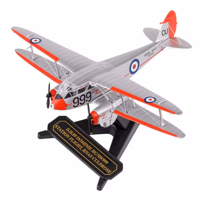 Macheta avion militar DH.89 Dominie HG709 RNAS Oxford 1:72 - vedere 3/4 stanga fata pe suport