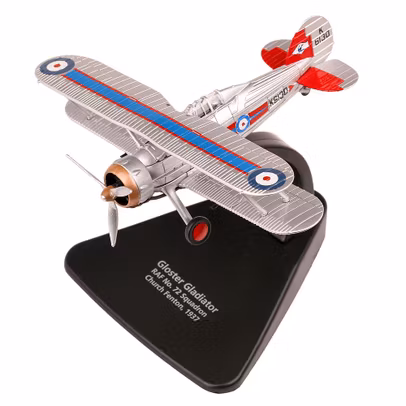 Macheta avion militar Gloster Gladiator RAF No.72 UK 1937 argintiu 1:72 Oxford