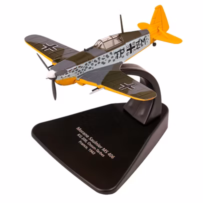 Macheta avion Morane Saulnier 406 KG200 1943 gri cu galben 1:72