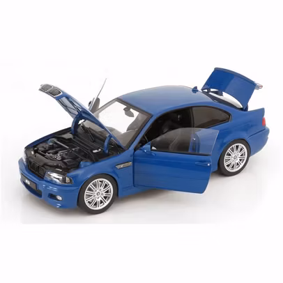 Macheta auto BMW M3 E46 2000 albastru 1:18 Norev - vedere cu usi deschise