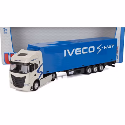 Macheta camion Iveco S-Way 570 Truck Cassonato 2021 Blue Silver 1:43 Burago