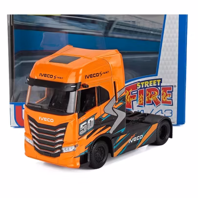 Macheta camion Iveco S-Way 570 Truck Cassonato 2021 Blue Silver 1:43 Burago