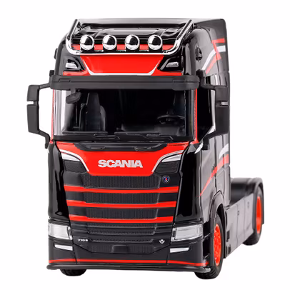 Macheta cap tractor Scania S730 Highline V8 2021 negru rosu 1 43 Bburago