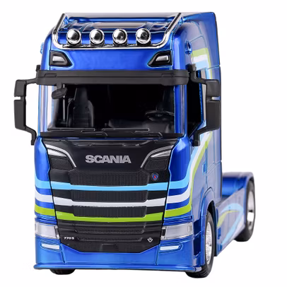 Macheta cap tractor Scania S770 V8 2021 albastru 1:43 Bburago