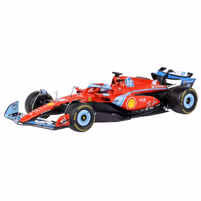 Macheta Ferrari SF-24 F1 No.16 Leclerc GP Miami 2024 rosu 1:18 - vedere 3/4 stanga fata