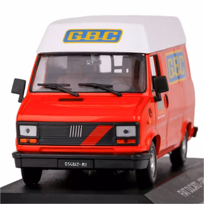 Macheta Fiat Ducato Van GBC Electronics 1983 Rosu cu Alb - Scara 1:43 - Magazine Models