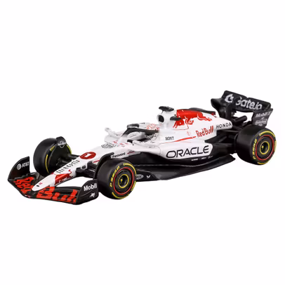 Macheta Formula 1 Red Bull RB21 Team Oracle Red Bull Racing No.1 Winner Japan GP 2025 Max Verstappen White Red cu pilot si vitrina 1:43 Burago