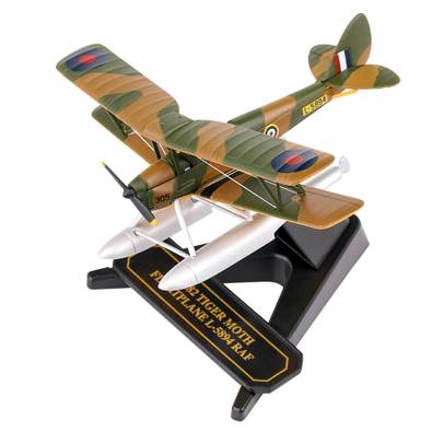 Macheta hidroavion De Havilland Tiger Moth L-5894 - RAF - scara 1:72, Oxford - vedere 3/4 stanga fata pe suport