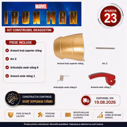 Macheta Iron Man Armura Mark III Nr.23 Kit Construibil DeAgostini - armura brat superior stang si umar stang