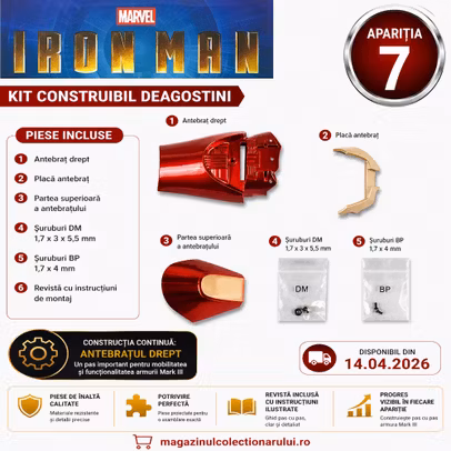 Macheta Iron Man Mark III Nr 7 DeAgostini antebrat drept