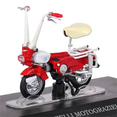 Macheta moto Carnielli Motograziella 50 1970 scara 1:18, rosu cu alb, Magazine models