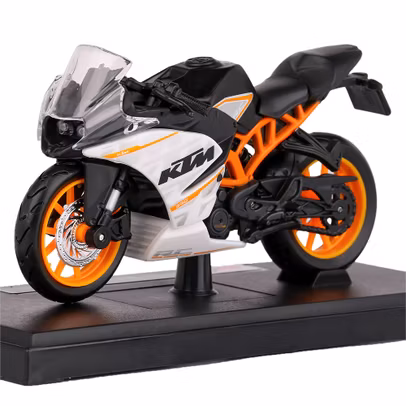 Macheta moto KTM RC390 2017 alb cu portocaliu si negru 1:18