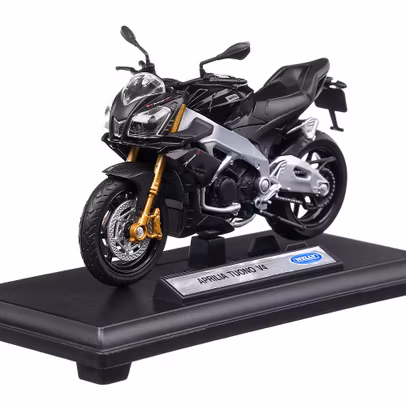 Macheta motocicleta Aprillia Tuono V4 2014 scara 1:18 negru Welly