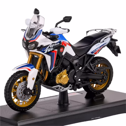 Macheta motocicleta Honda African Twin DCT 2000 alb cu rosu si albastru 1:18