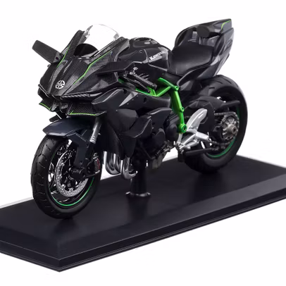 Macheta motocicleta Kawasaki Ninja H2R 2015 scara 1:12 gri cu verde Maisto