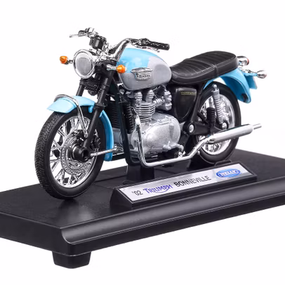 Macheta motocicleta Triumph Bonneville 2002 scara 1:18 albastru Welly